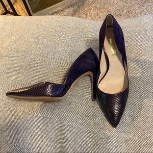 Plum Purple Snake Suede Leather Heels
